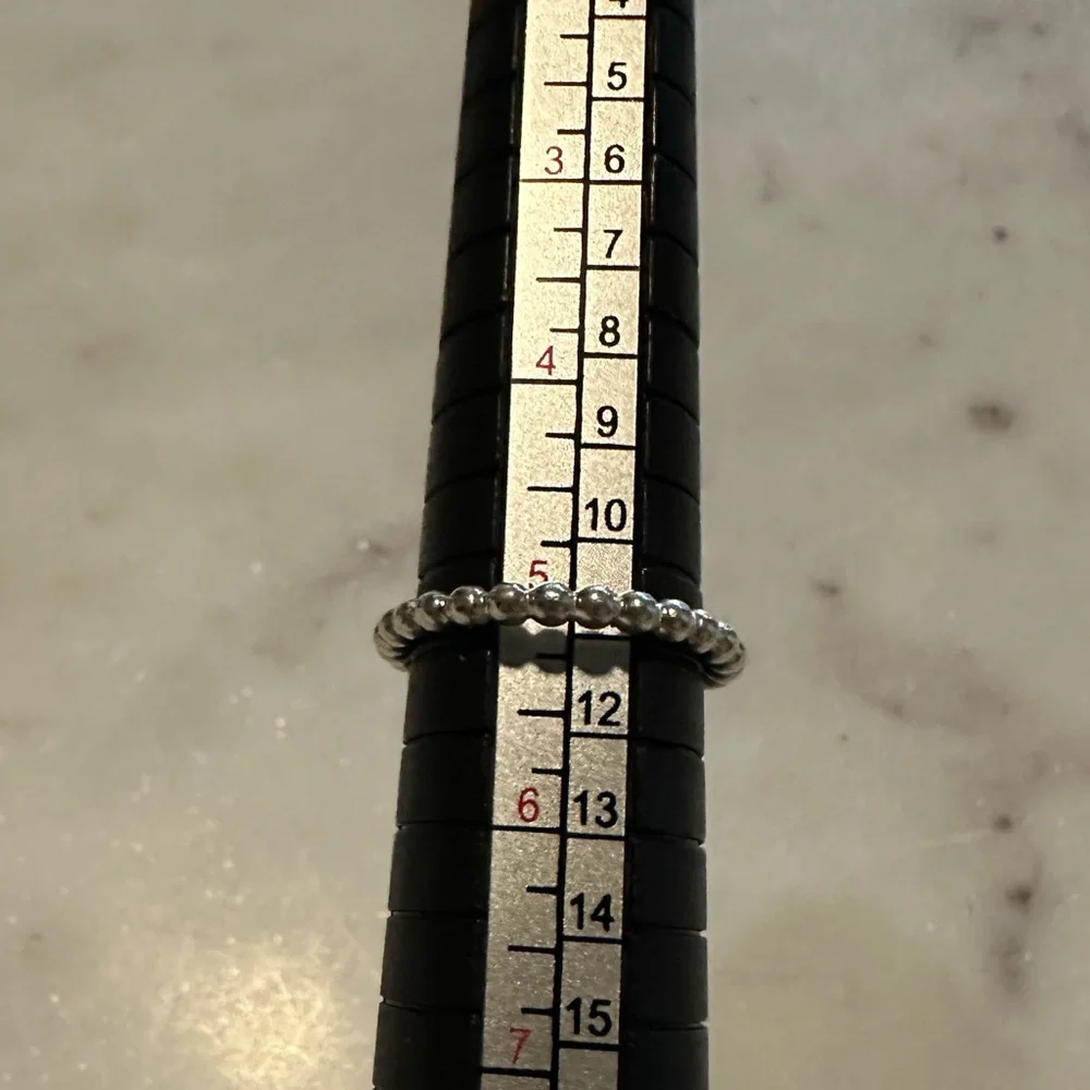 Authentic Pandora Sterling Silver Beaded Ring Band Sz 5 ALE 925